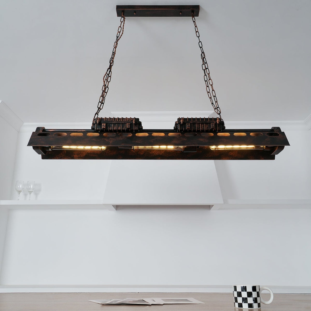 Mael Chandelier Industrial Rectangular Frame