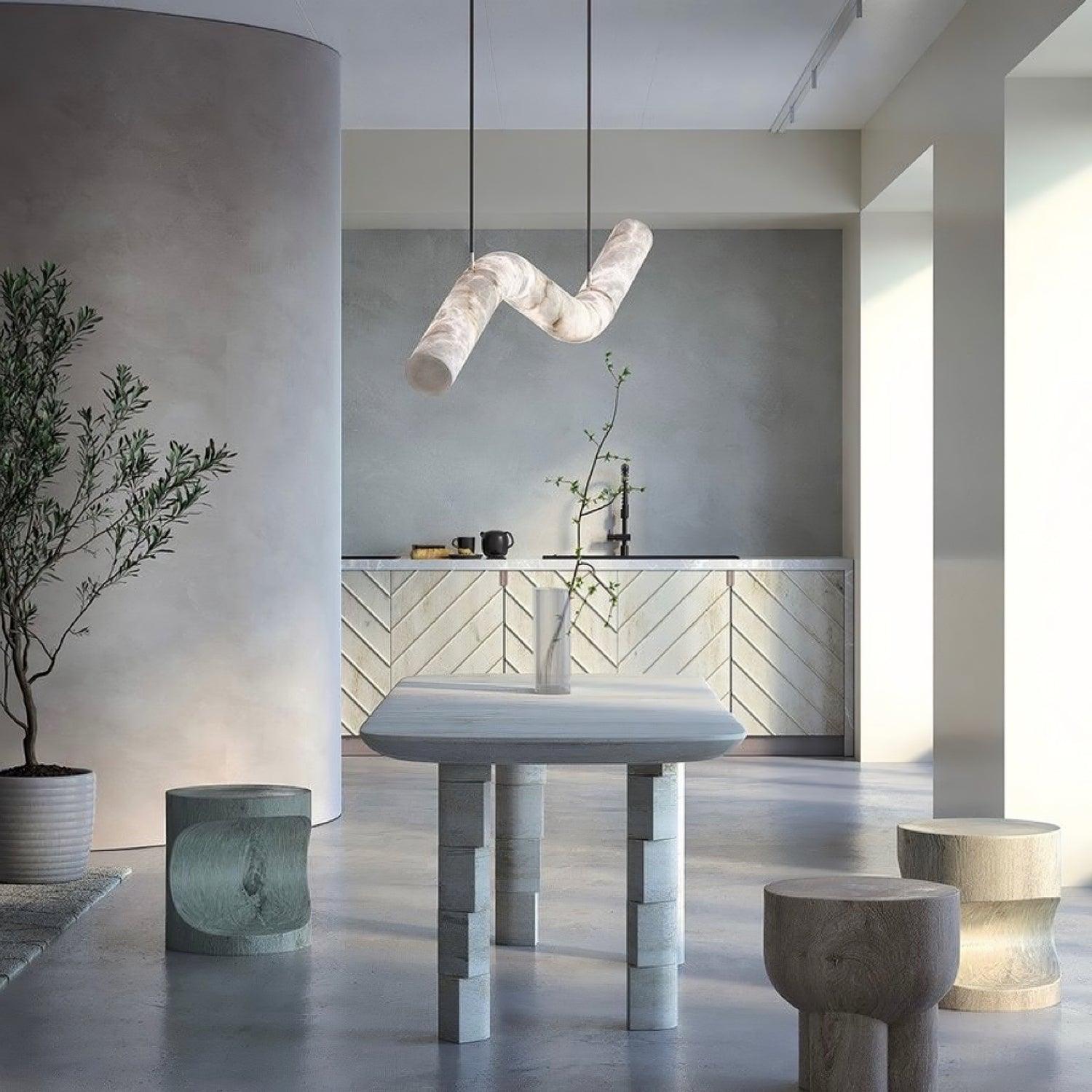 Mithos Curved Alabaster Pendant Light