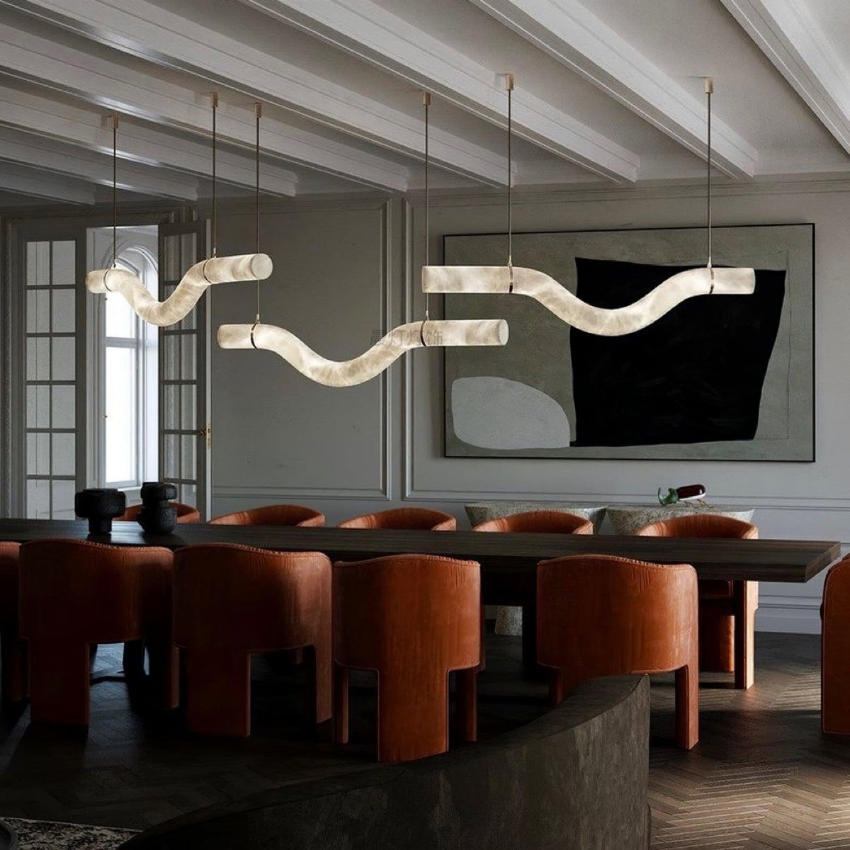Mithos Curved Alabaster Pendant Light