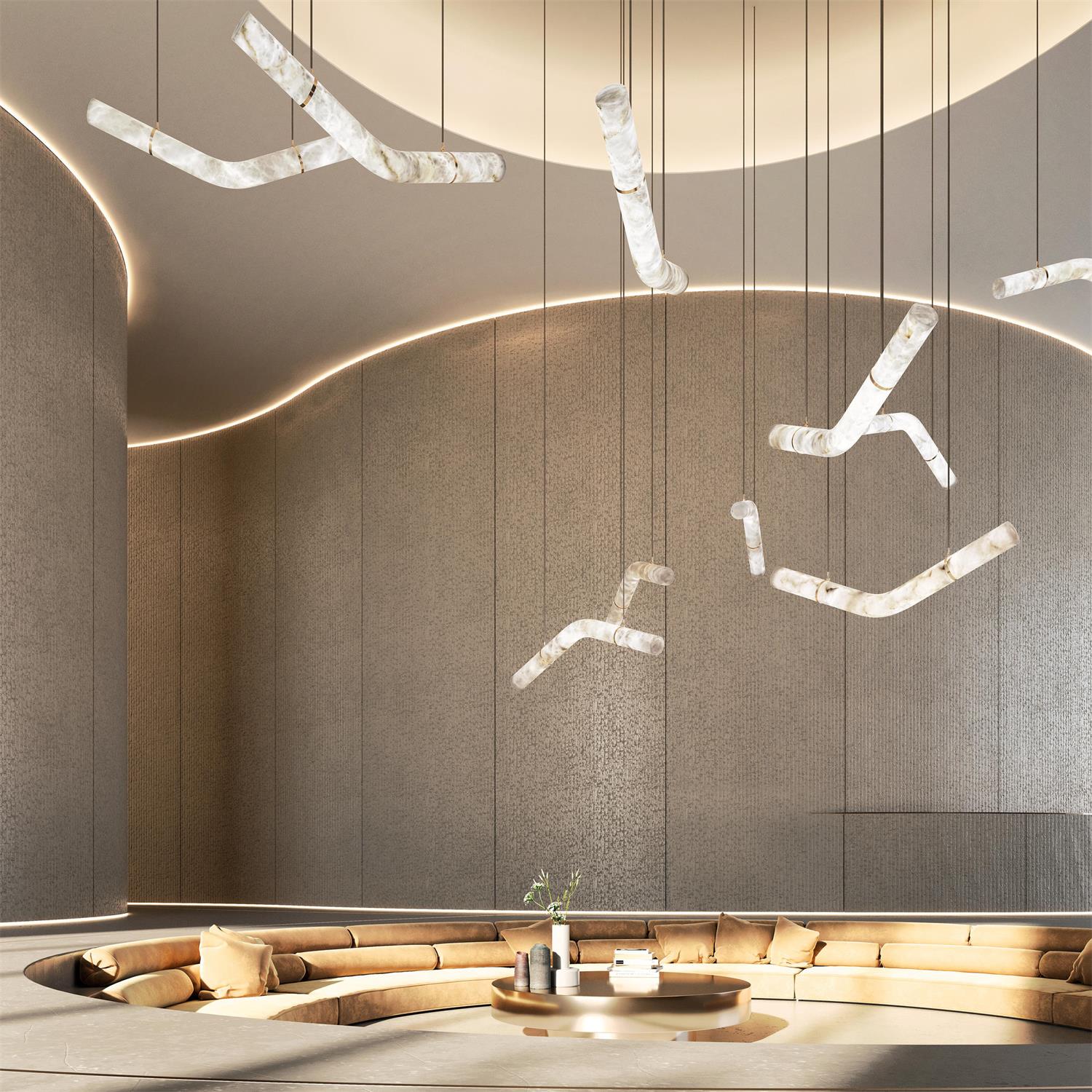 Mithos Curved Alabaster Pendant Light