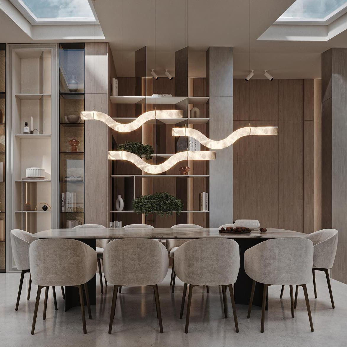 Mithos Curved Alabaster Pendant Light