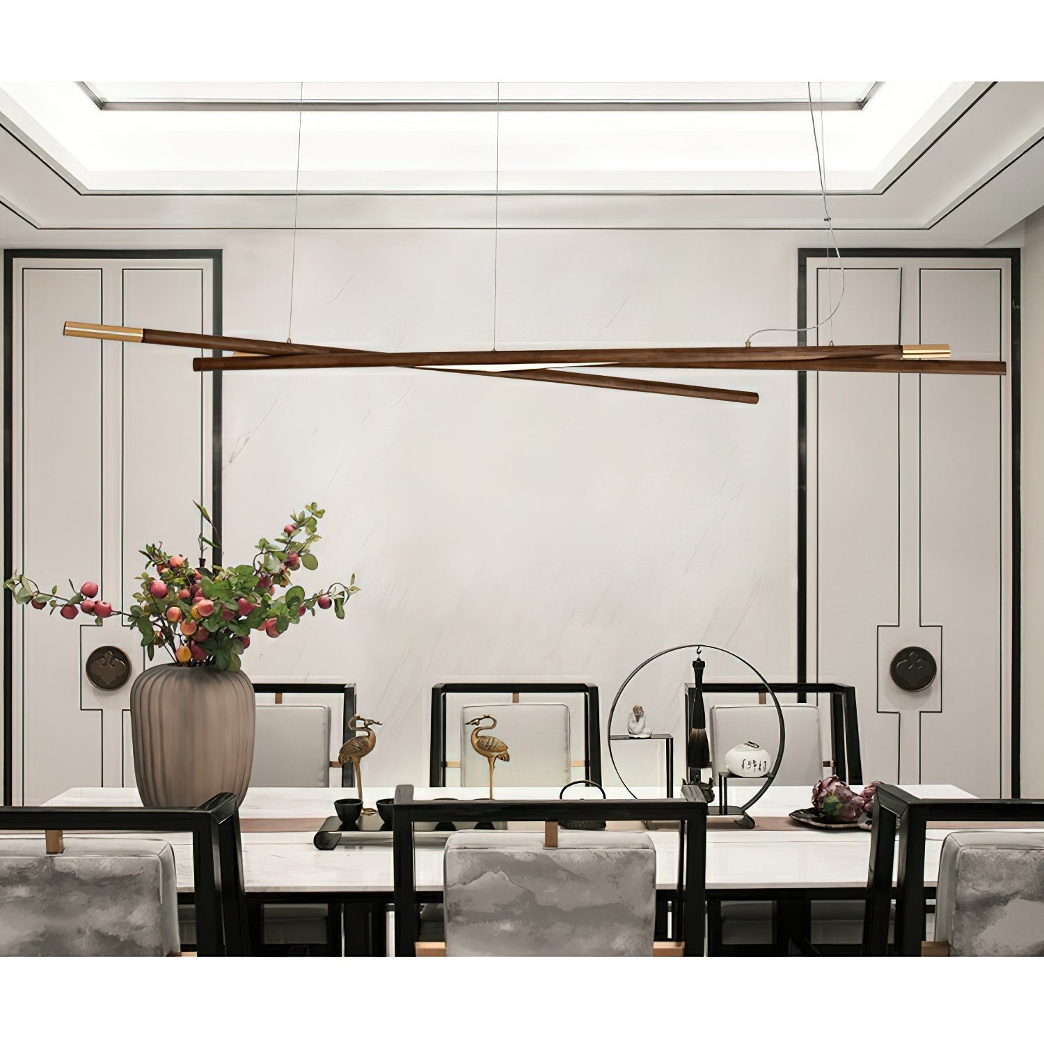 Elvuaine Chandelier Wooden Linear LED