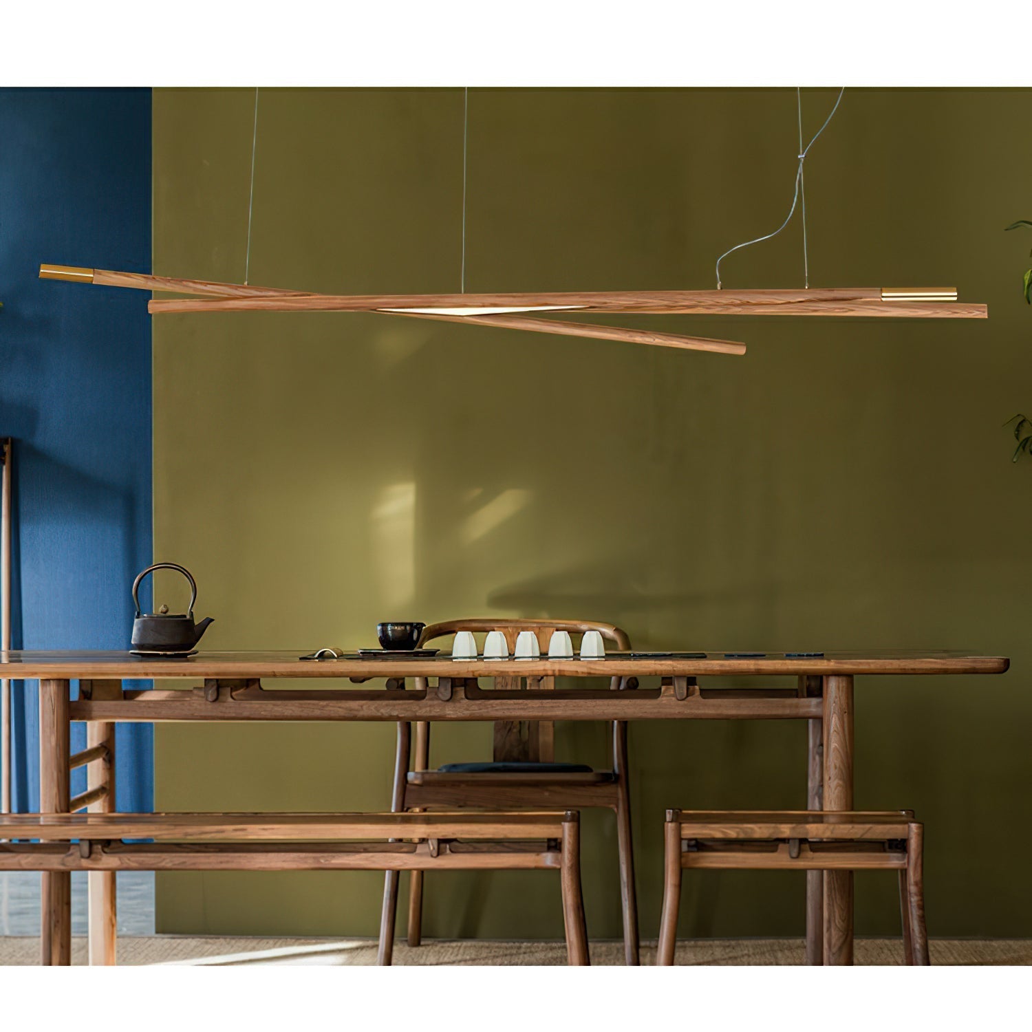 Elvuaine Chandelier Wooden Linear LED