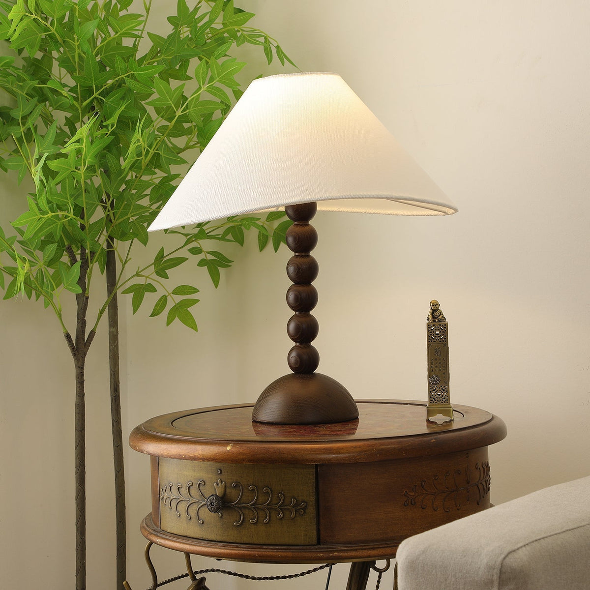 Lennox Wood & Fabric Elegant Table Lamp