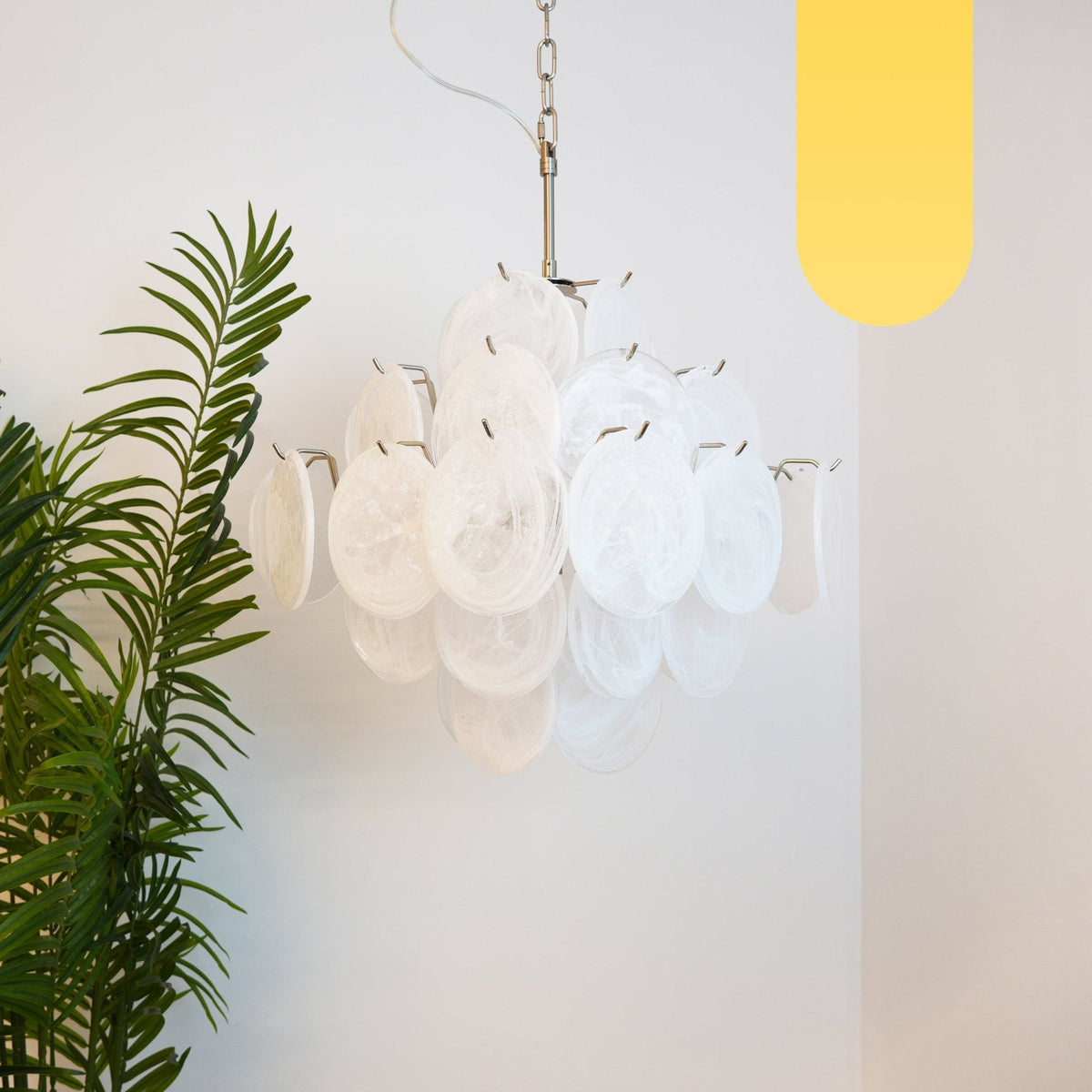 Liorinelle Chandelier White Murano Glass Disc Cluster