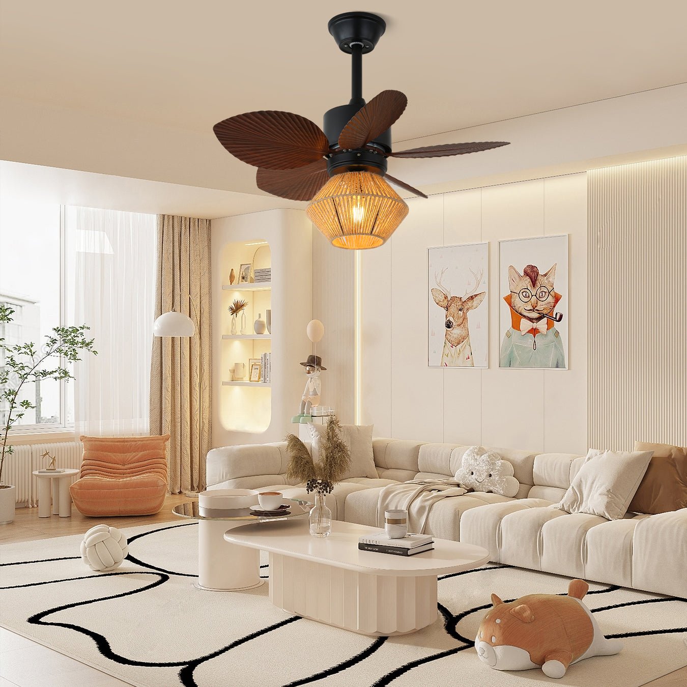Solaya Tropical Rattan Ceiling Fan Light