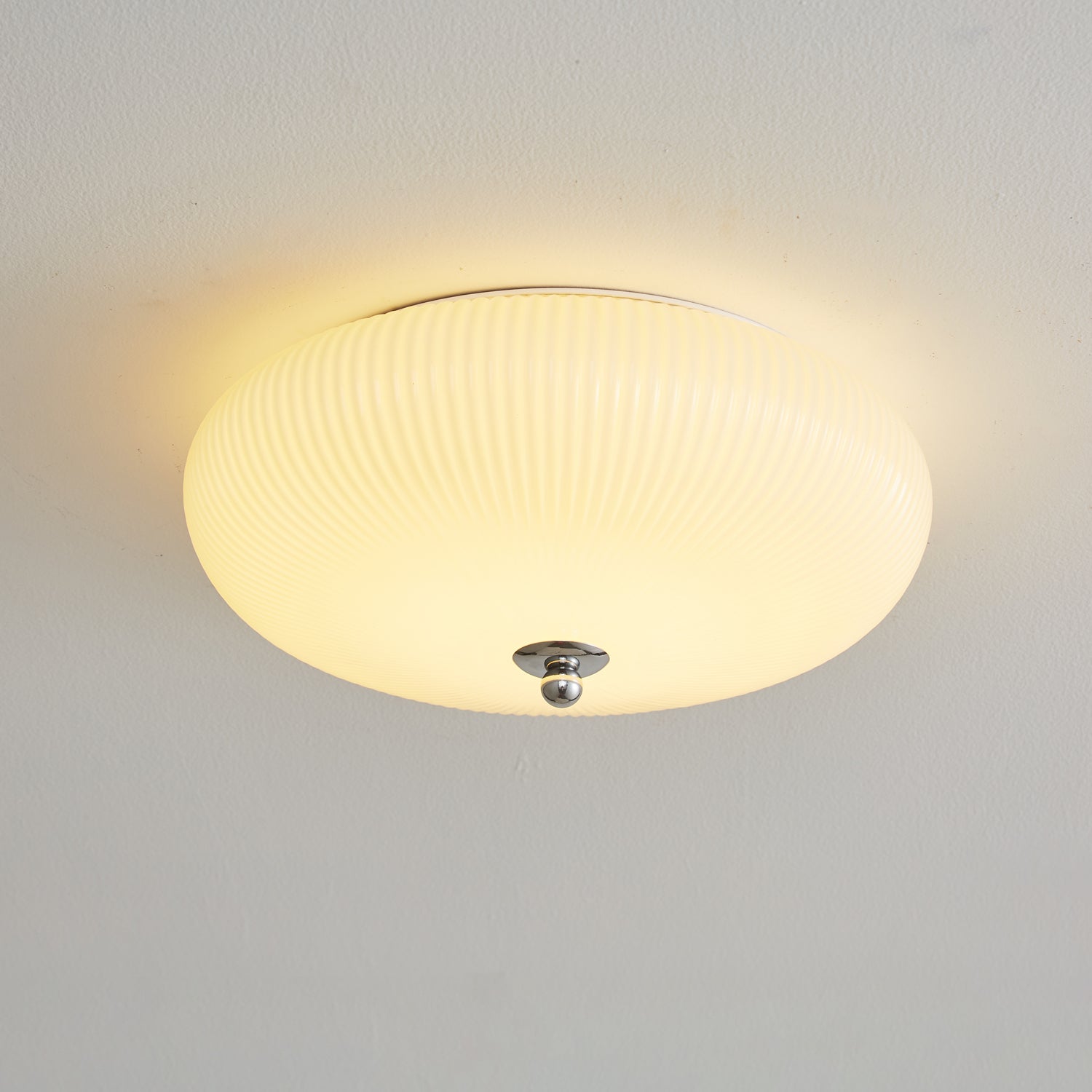 Velorena Nordic Art Ivory Ripple Glass Ceiling Light