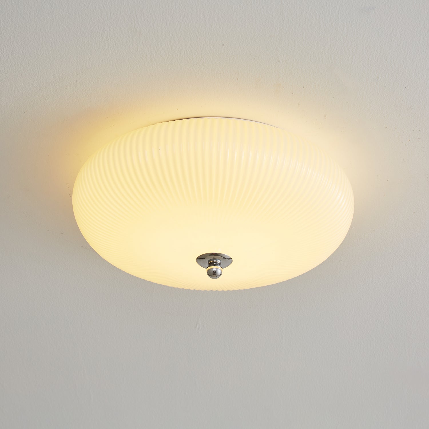 Velorena Nordic Art Ivory Ripple Glass Ceiling Light