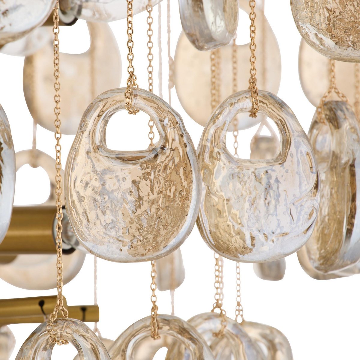 Velaian Chandelier Amber Seedy Glass Drop Antique Brass