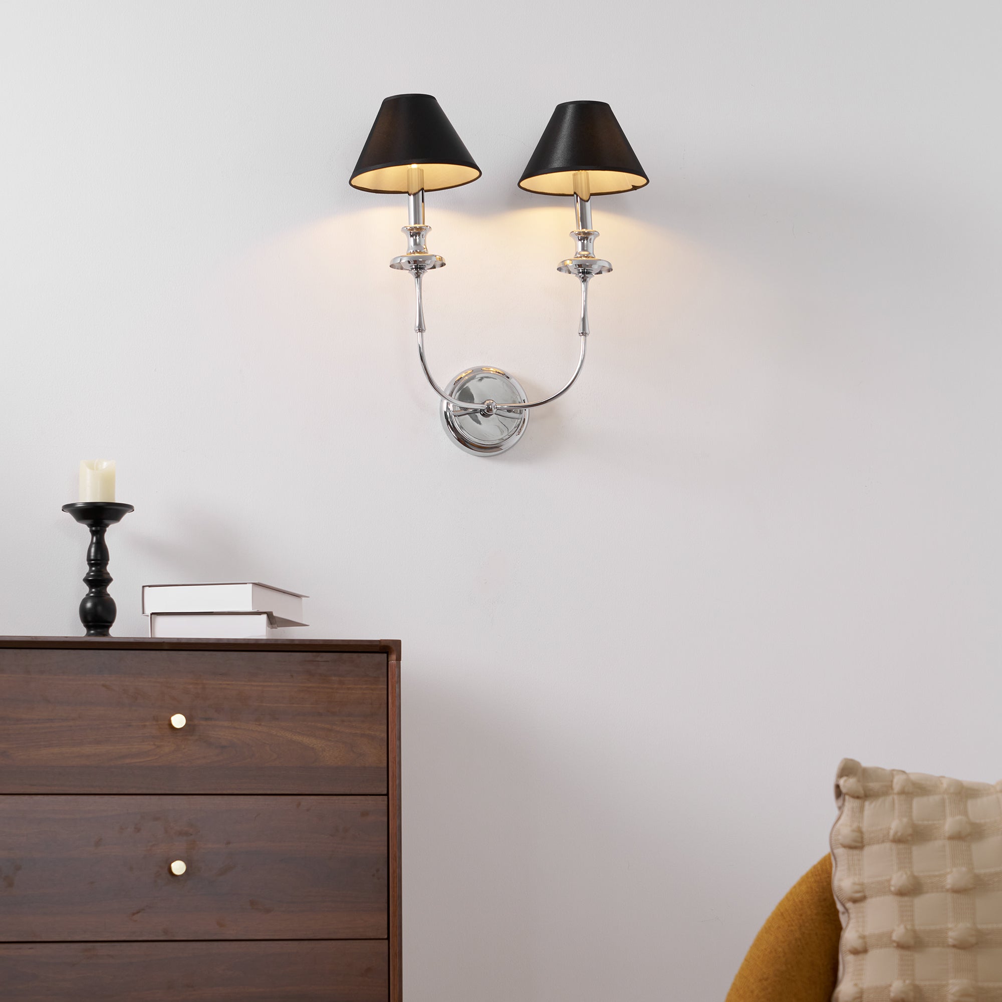 Vedoror Vintage Industrial Brass Fabric Wall Lamp - Neutral Decor