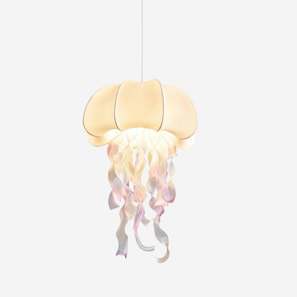 Jellyfish Pendant Light with Iridescent Ribbons - Neutral Decor