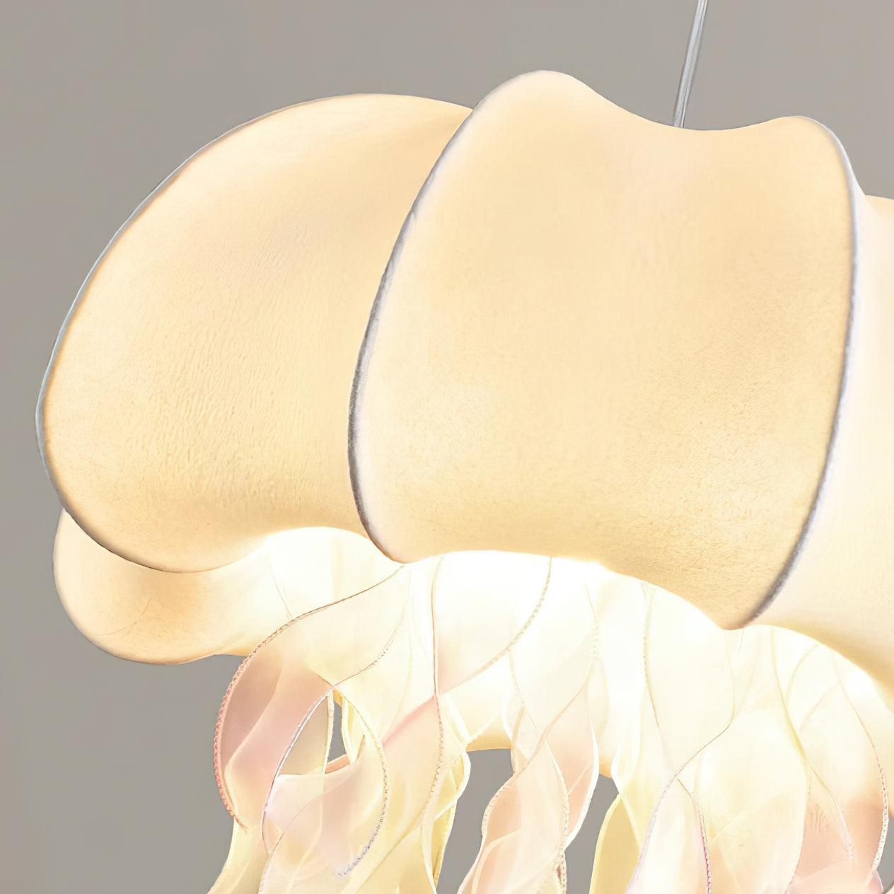 Jellyfish Pendant Light with Iridescent Ribbons - Neutral Decor