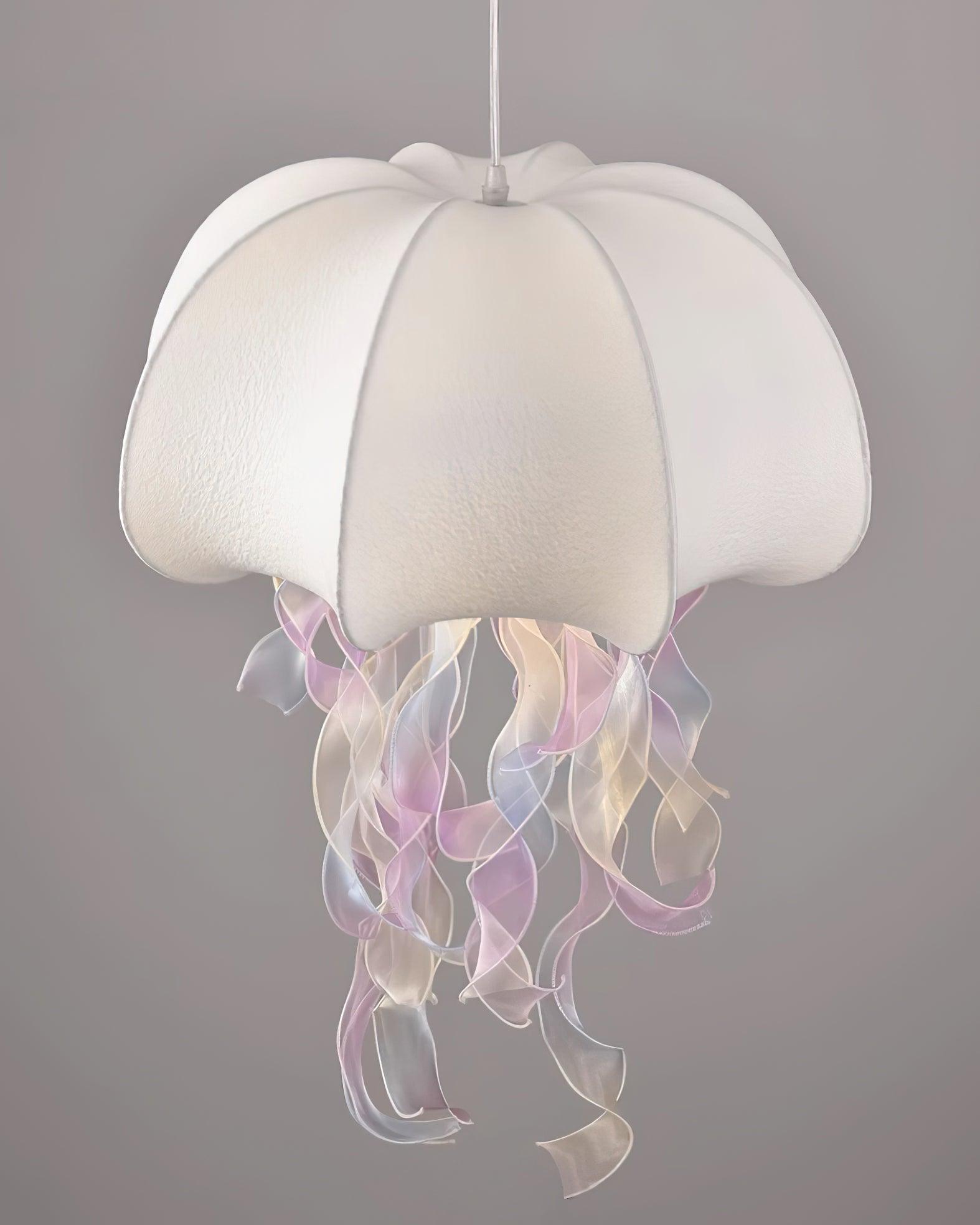 Jellyfish Pendant Light with Iridescent Ribbons - Neutral Decor