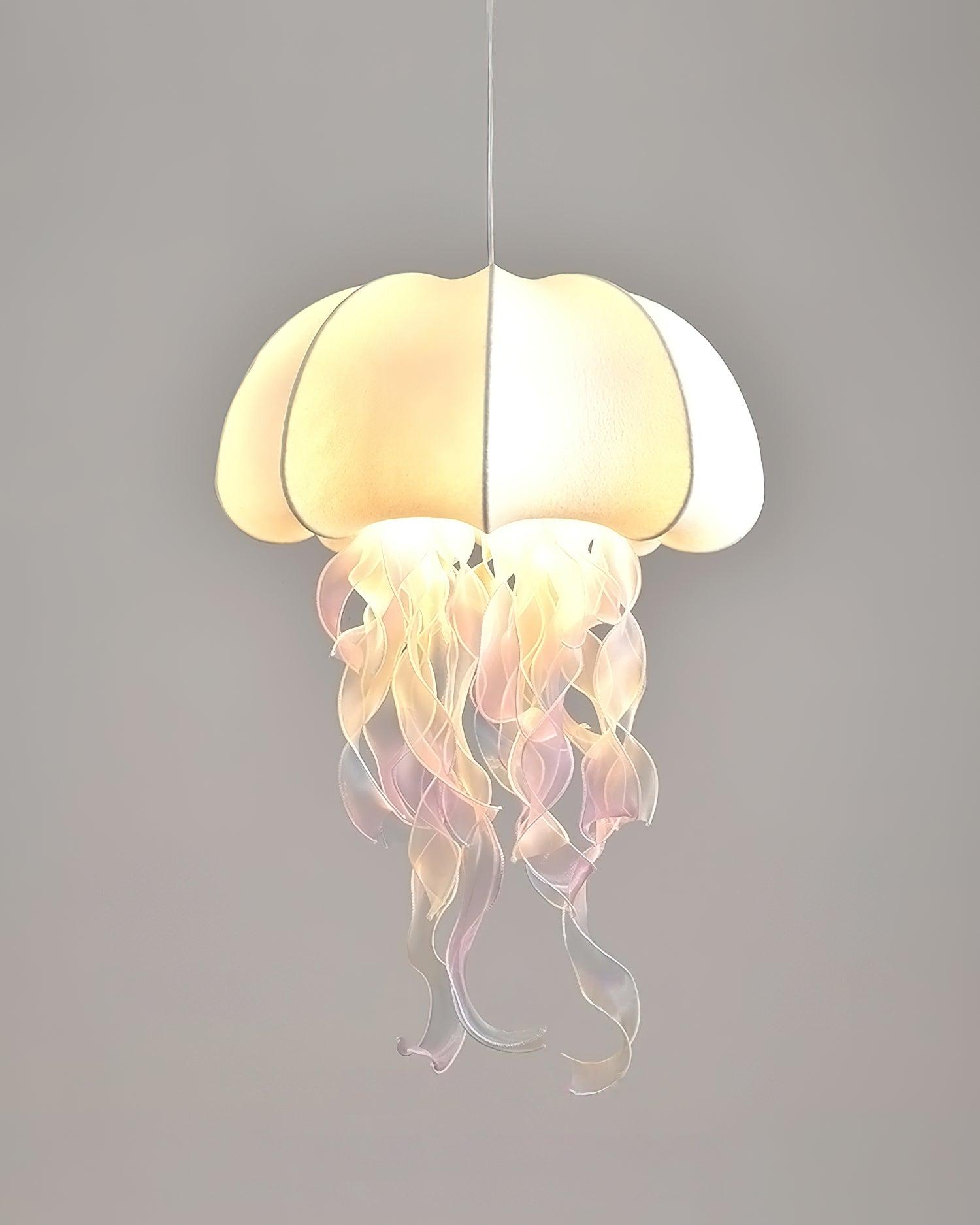 Jellyfish Pendant Light with Iridescent Ribbons - Neutral Decor