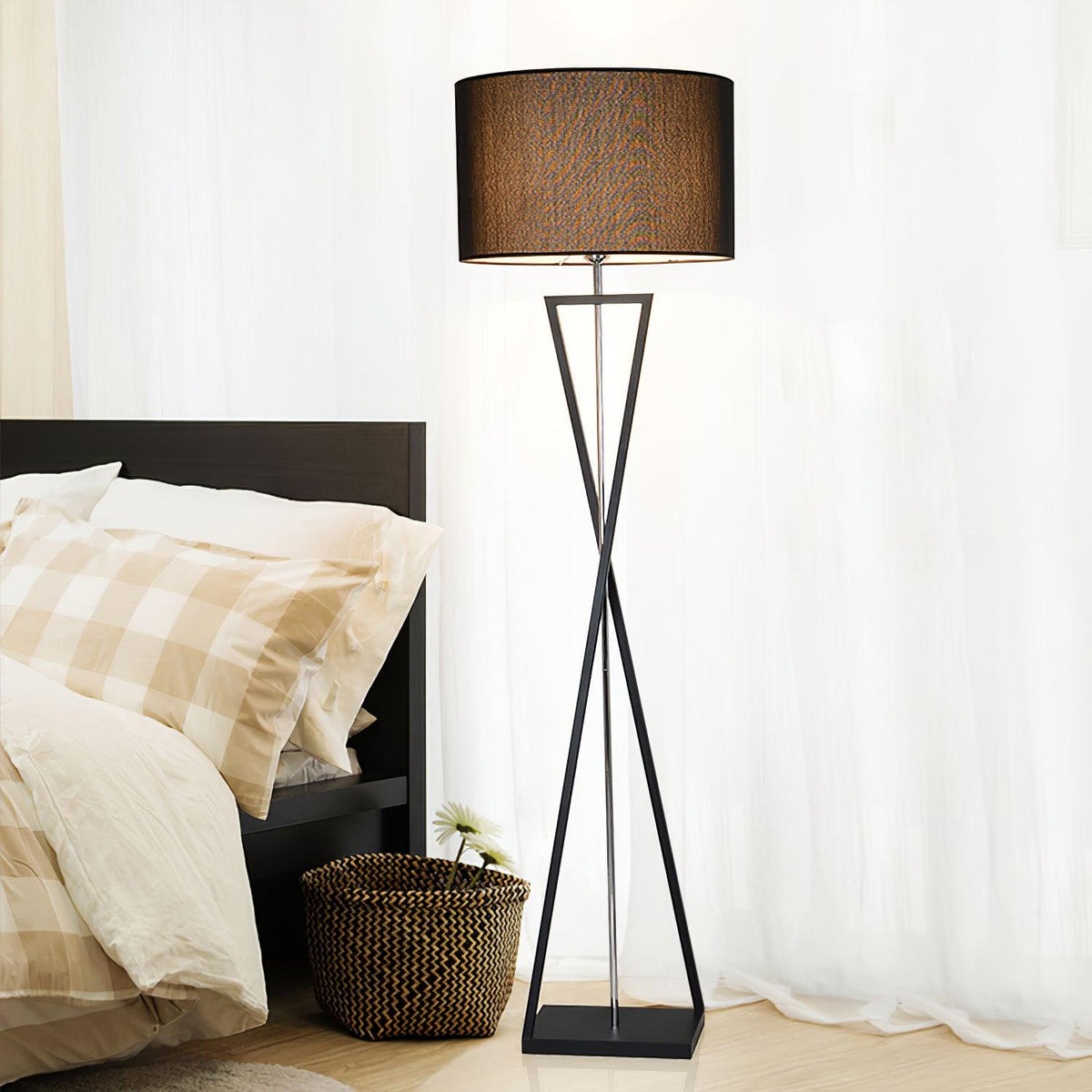 Xeno Black Fabric Modern Floor Lamp