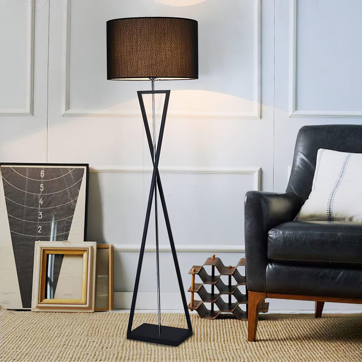 Xeno Black Fabric Modern Floor Lamp