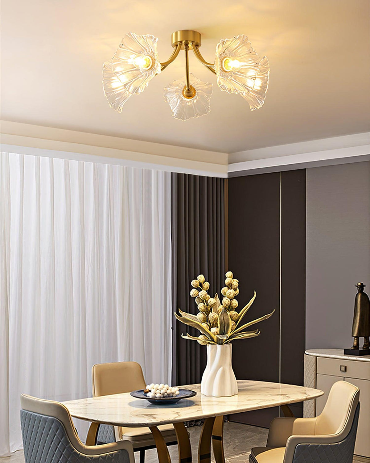 Celoreria Ceiling Lamp Flower Glass Petal Chic Elegant