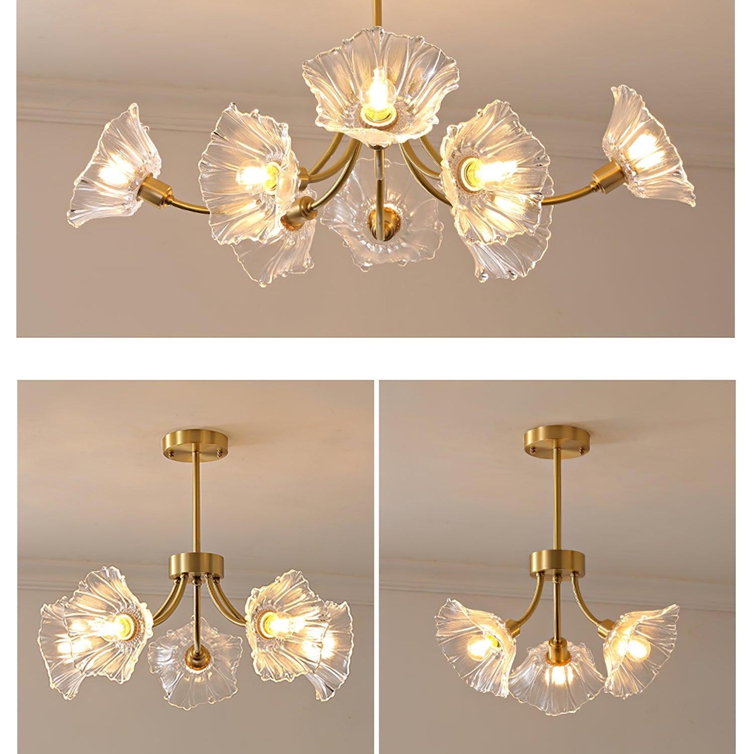 Lustra Chandelier Flower Glass with Brass Finish - Neutral Decor