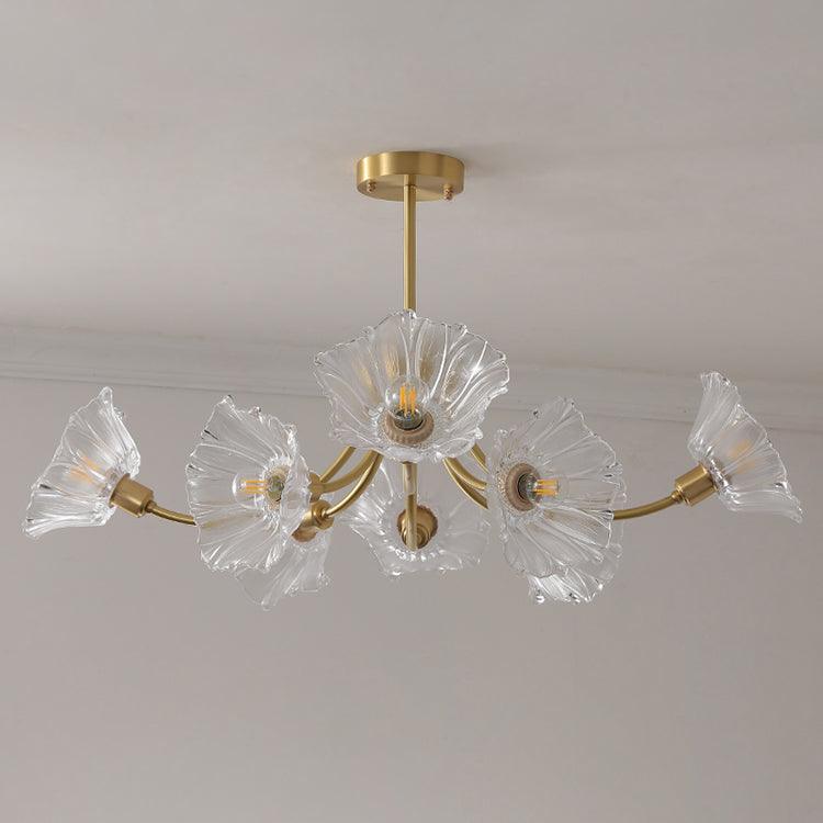 Lustra Chandelier Flower Glass with Brass Finish - Neutral Decor