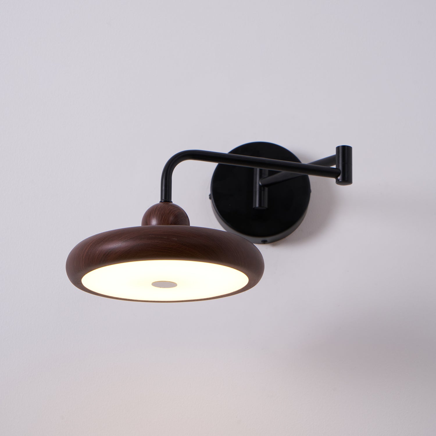 Kenshika Wooden Disc Black Wall Light