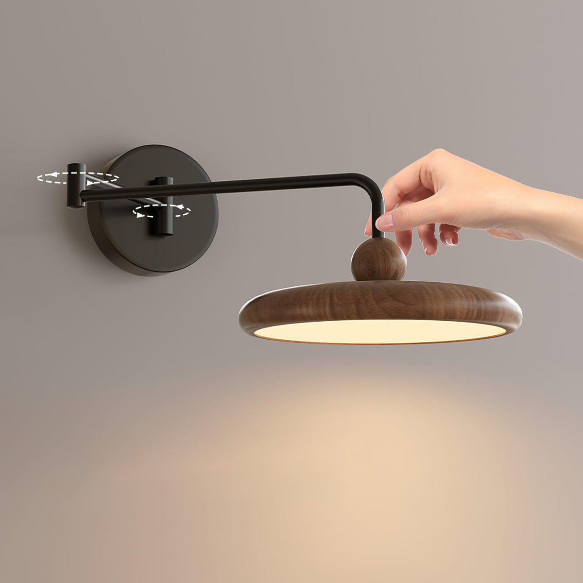 Kenshika Wooden Disc Black Wall Light