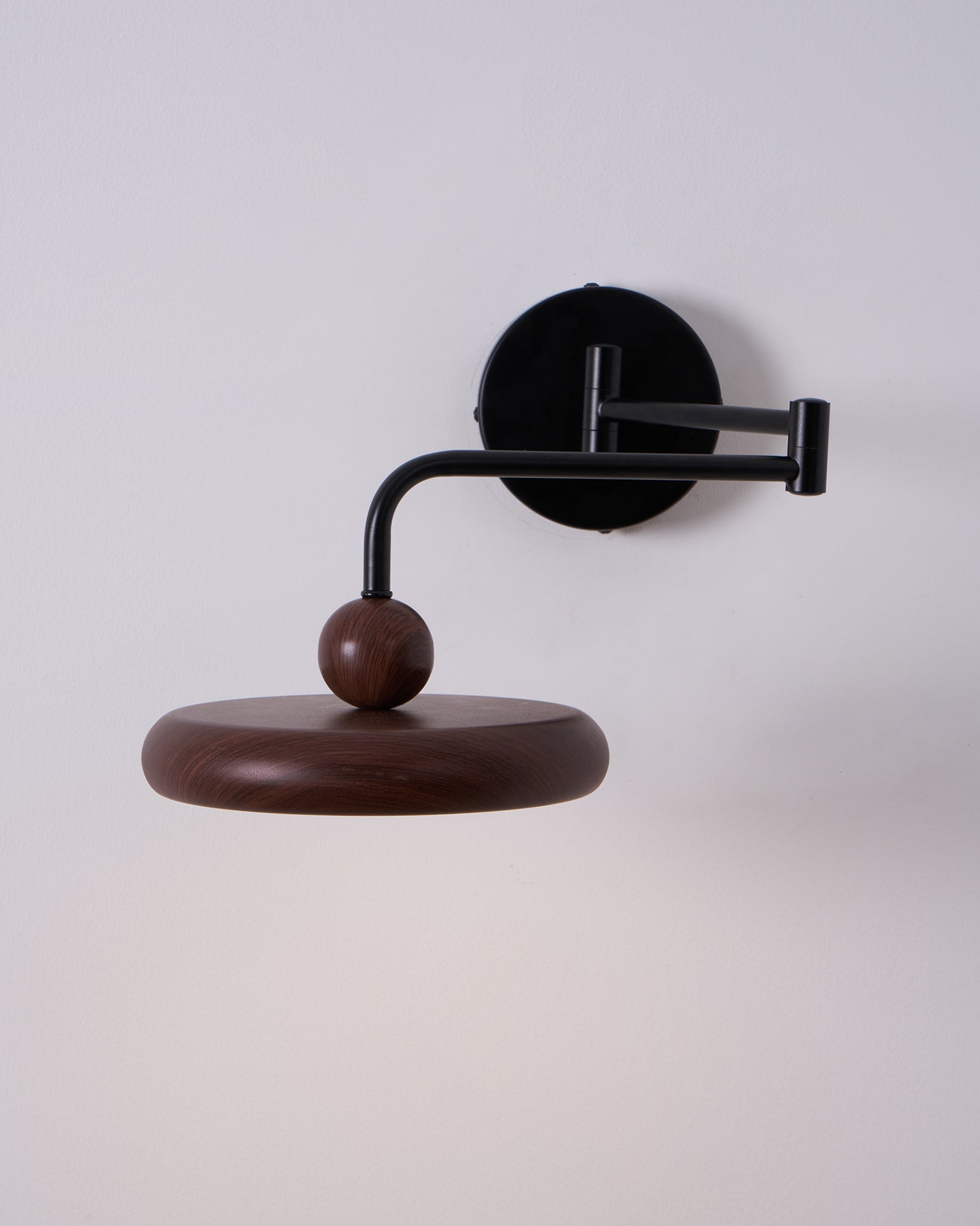 Kenshika Wooden Disc Black Wall Light