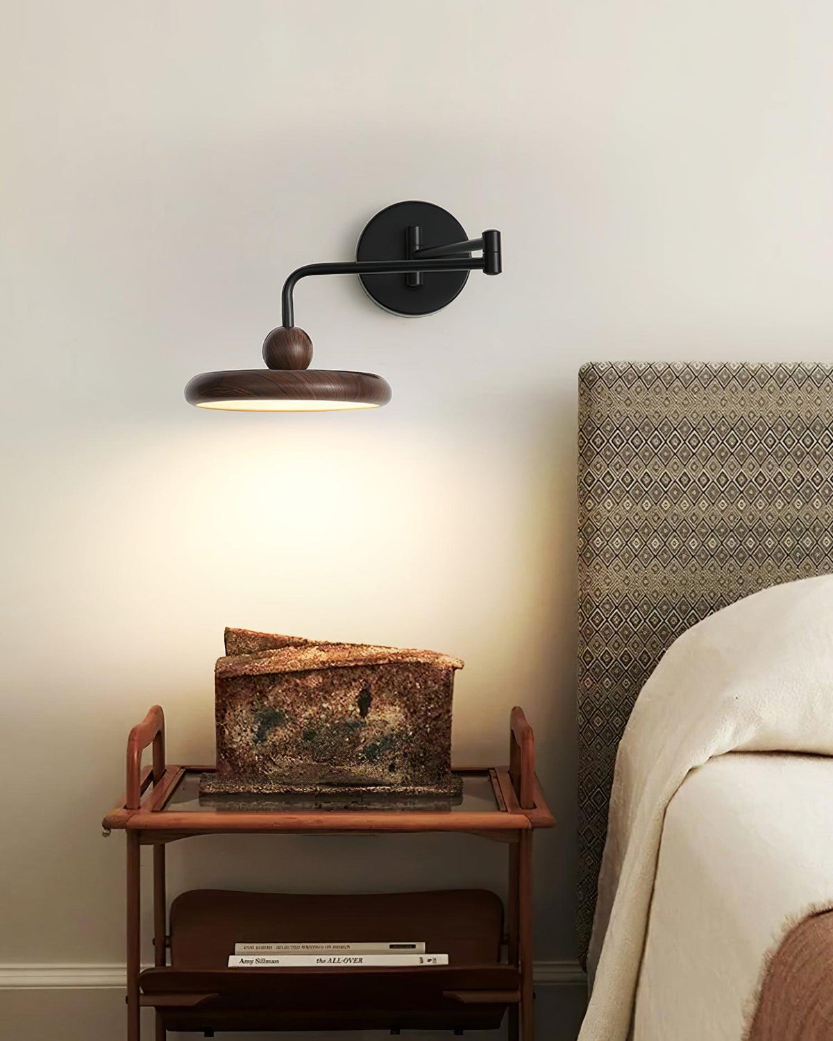 Kenshika Wooden Disc Black Wall Light