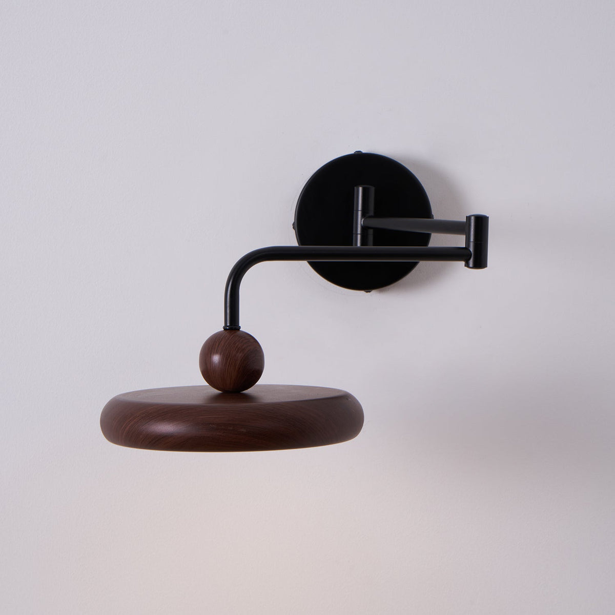 Kenshika Wooden Disc Black Wall Light