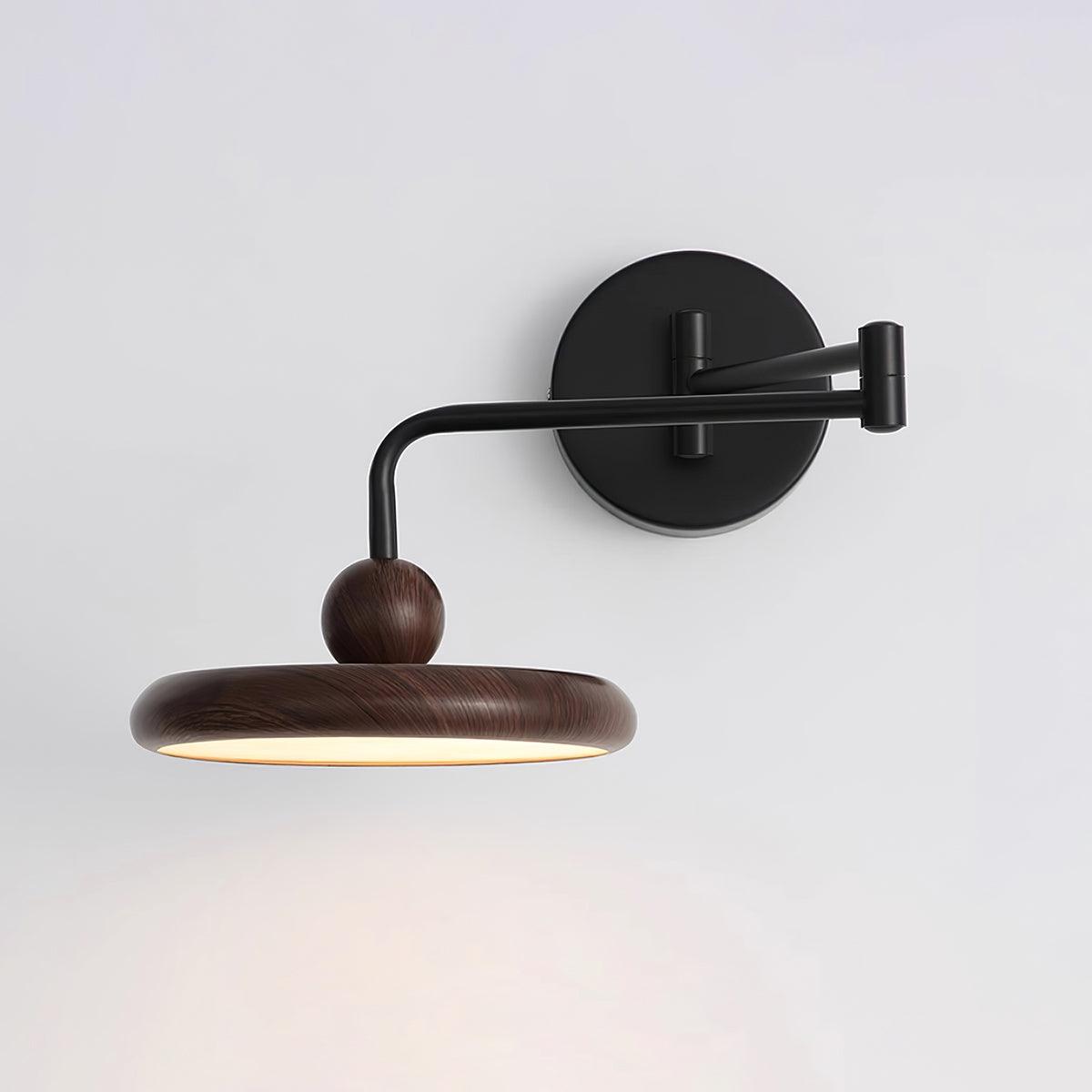 Kenshika Wooden Disc Black Wall Light