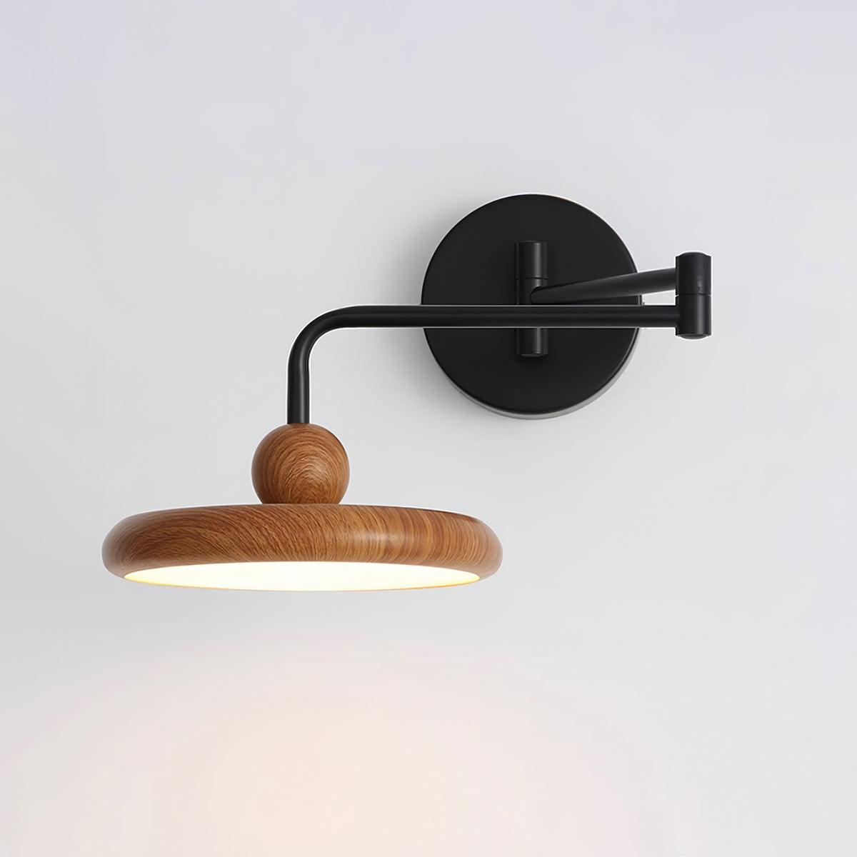 Kenshika Wooden Disc Black Wall Light
