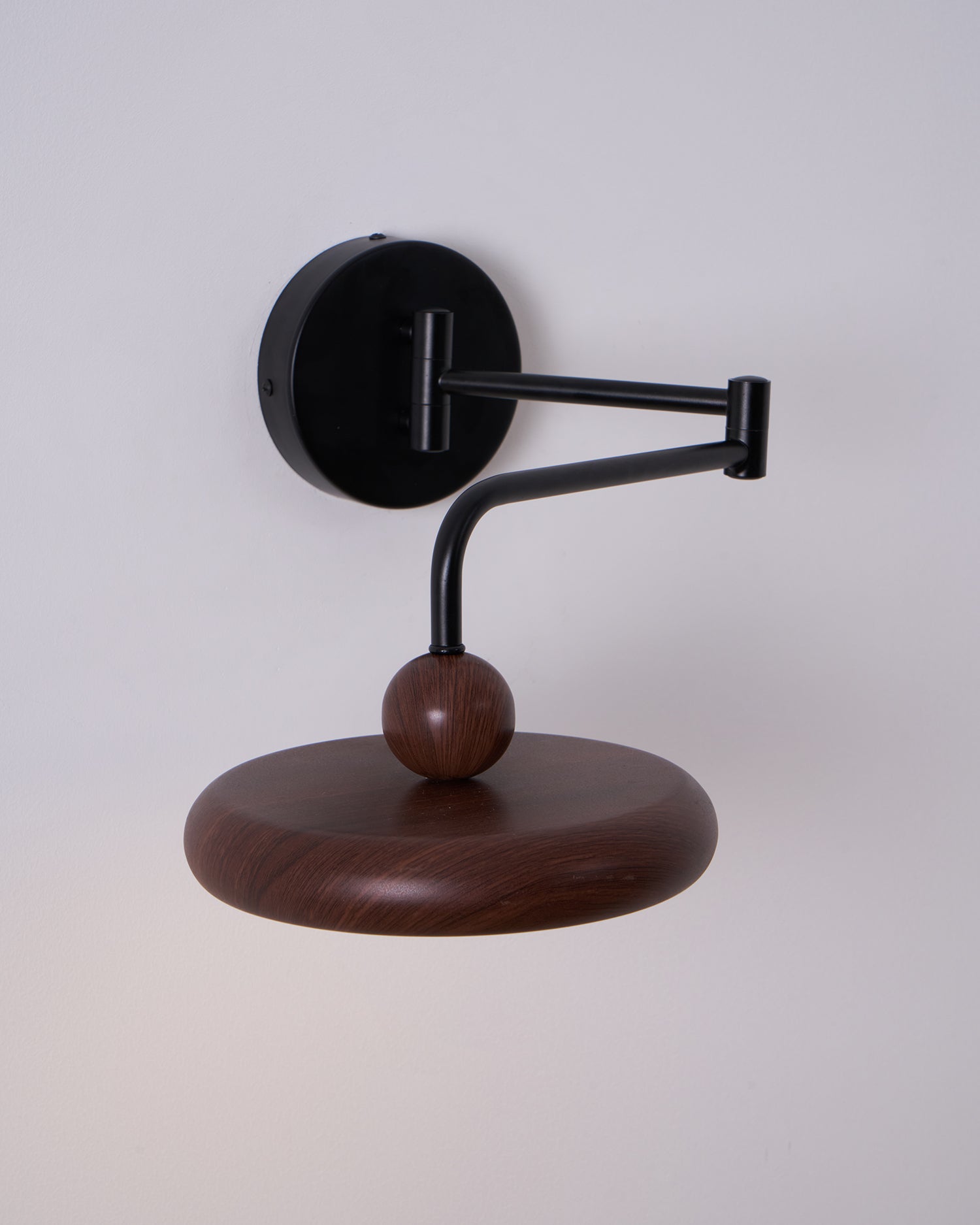 Kenshika Wooden Disc Black Wall Light