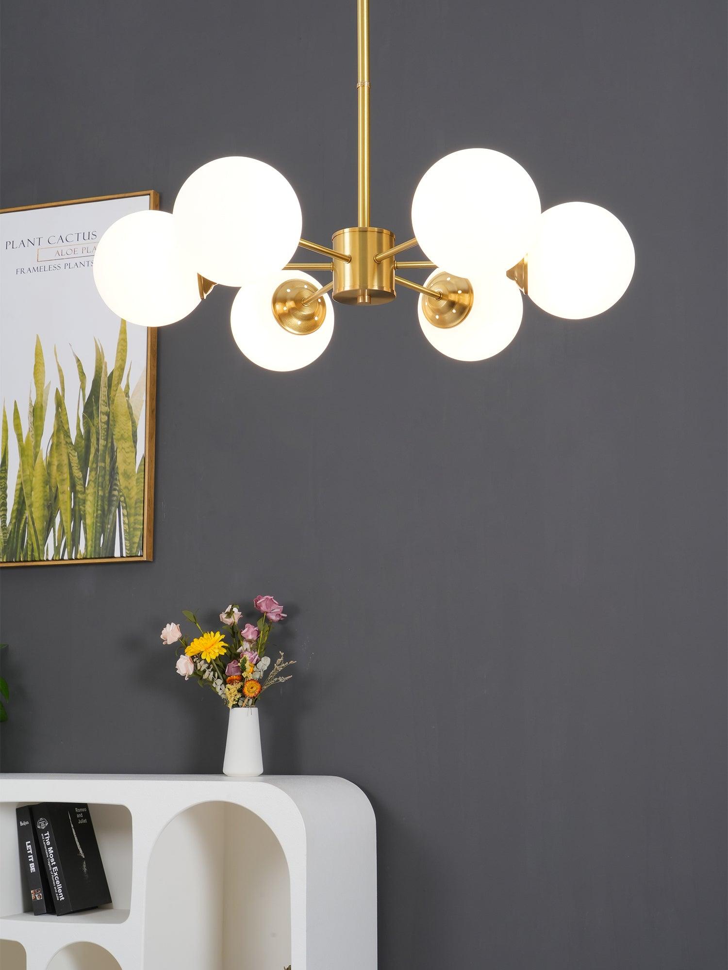 Eshlen Chandelier Brass Opal Glass
