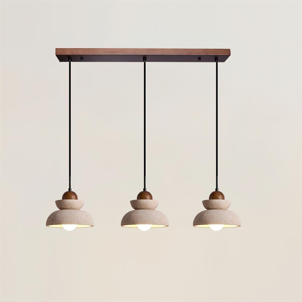 Pendant Lamp Travertine Shade Wood Modern Nordic Beige Walnut - Neutral Decor