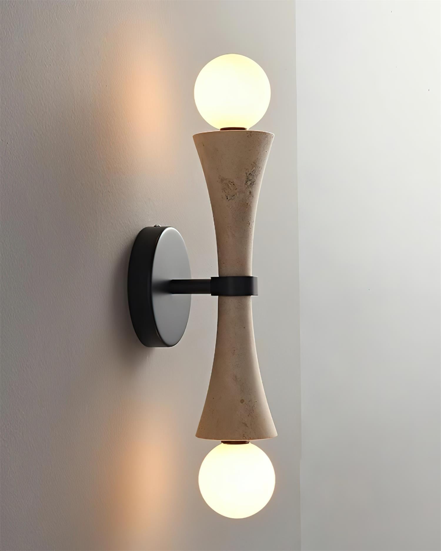 Katia Wall Lamp Travertine Hourglass - Neutral Decor