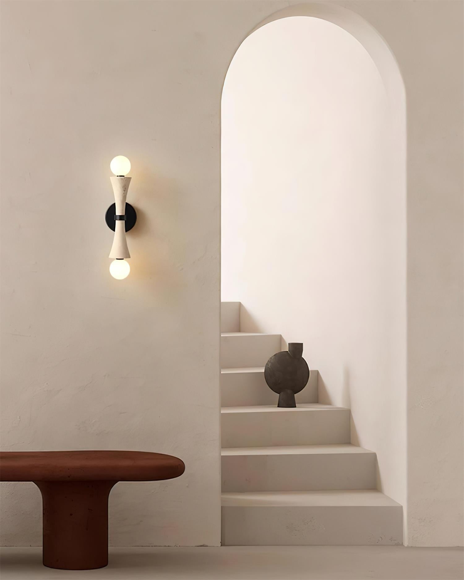 Katia Wall Lamp Travertine Hourglass - Neutral Decor