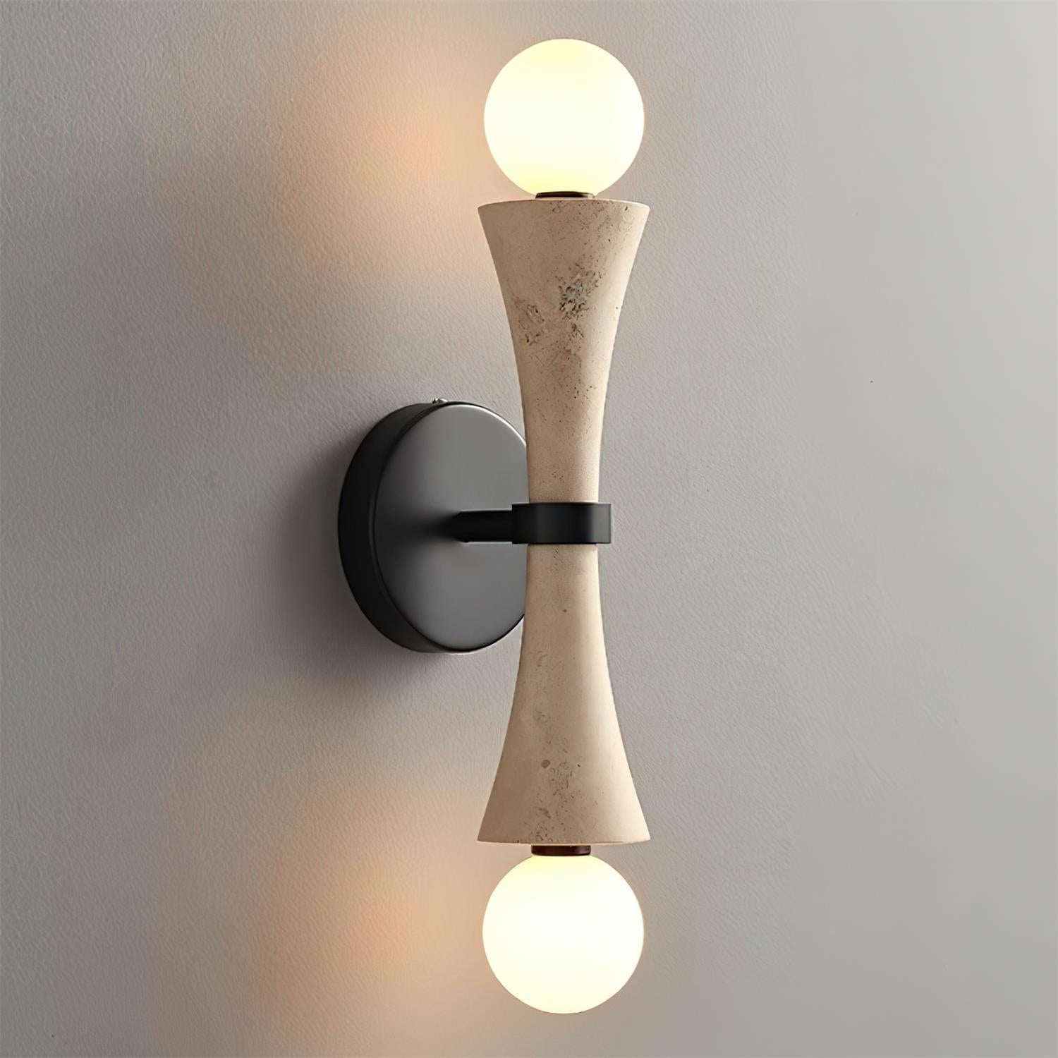 Katia Wall Lamp Travertine Hourglass - Neutral Decor