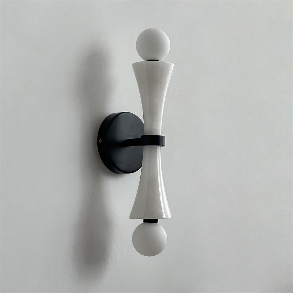 Katia Wall Lamp Travertine Hourglass - Neutral Decor