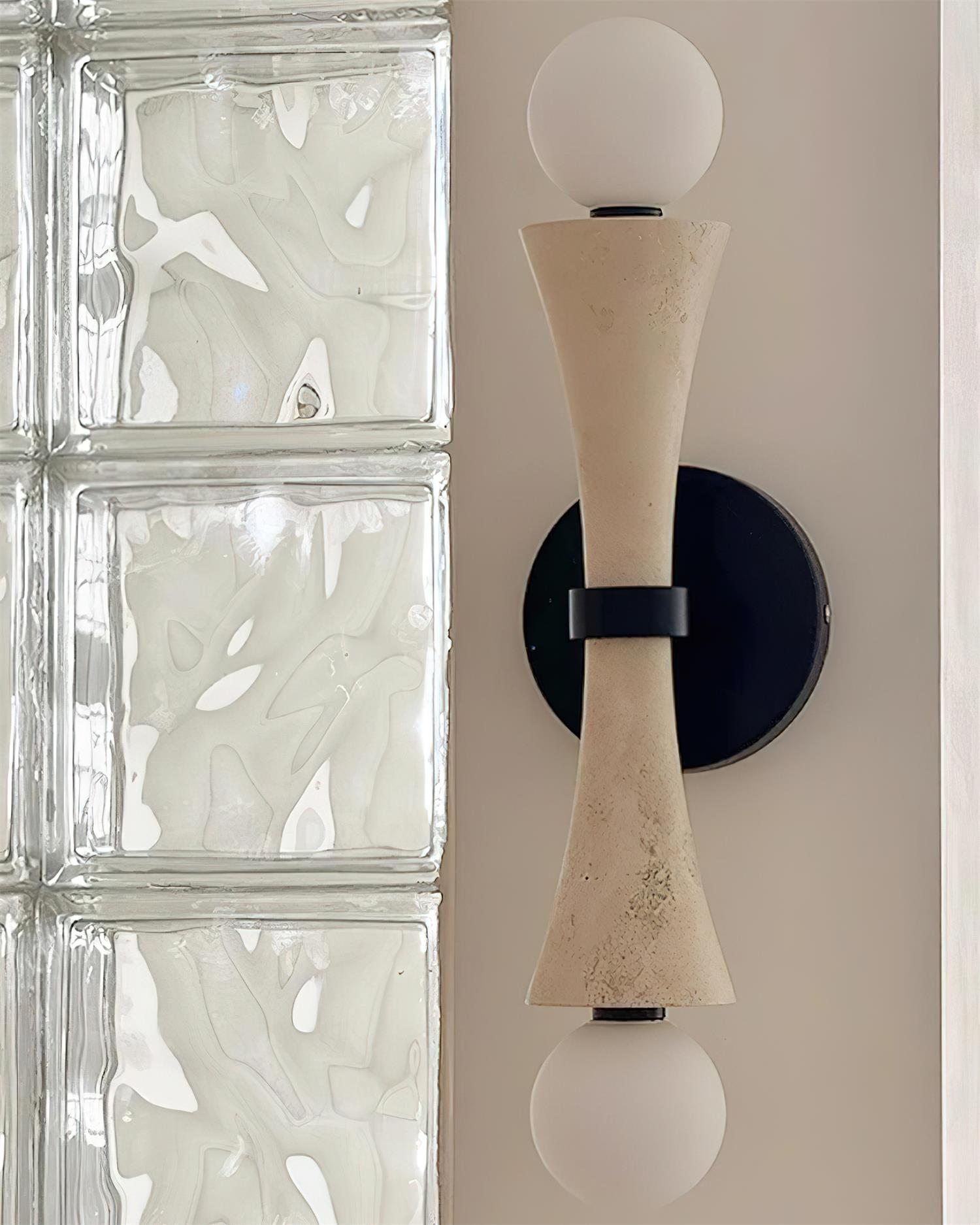 Katia Wall Lamp Travertine Hourglass - Neutral Decor
