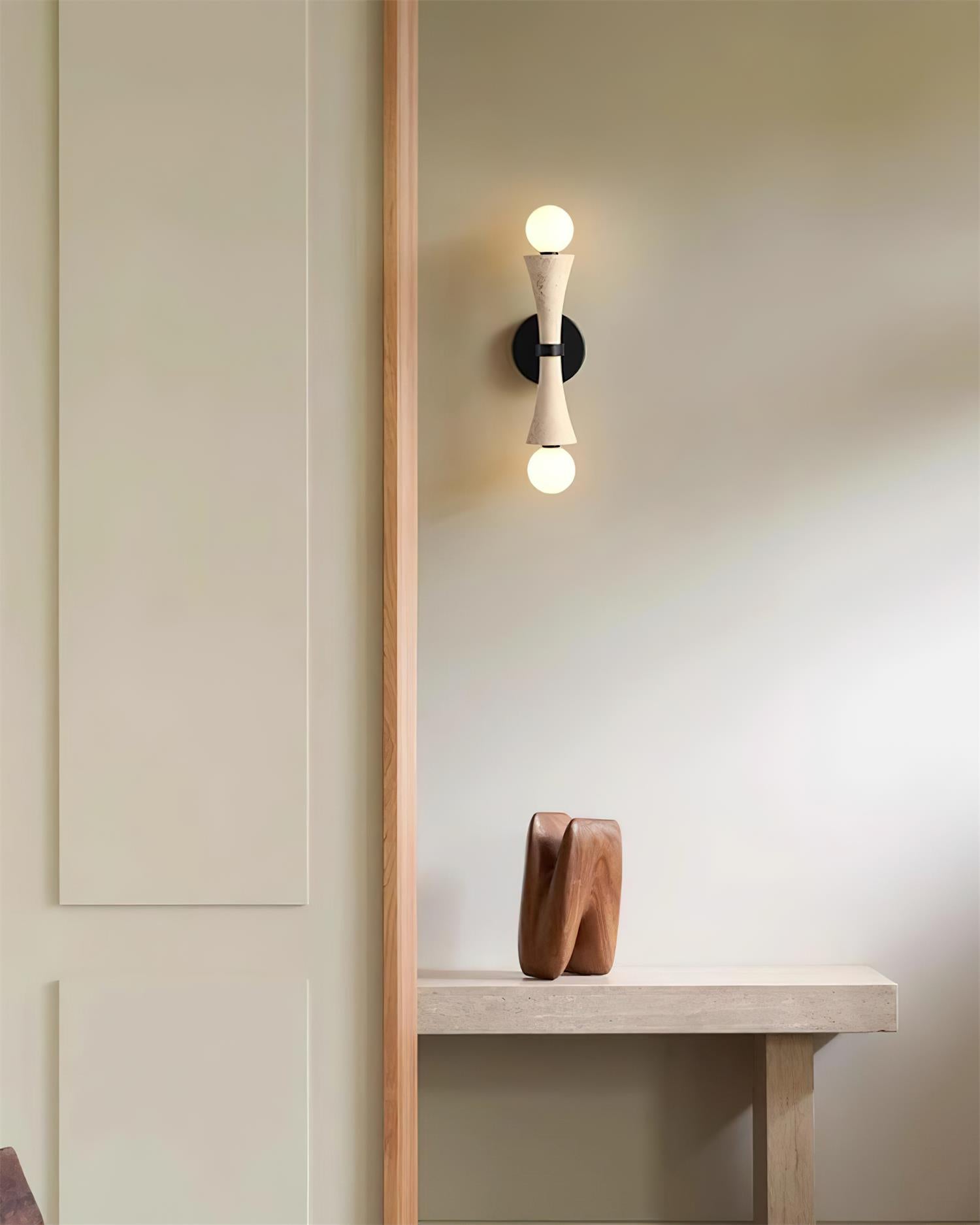 Katia Wall Lamp Travertine Hourglass - Neutral Decor