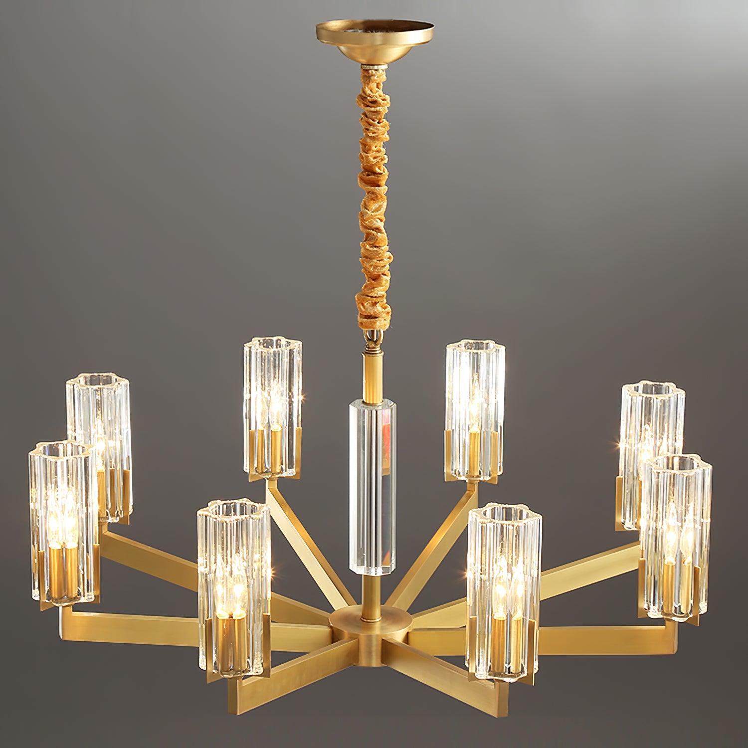Velinora Chandelier Brass Glass Modern