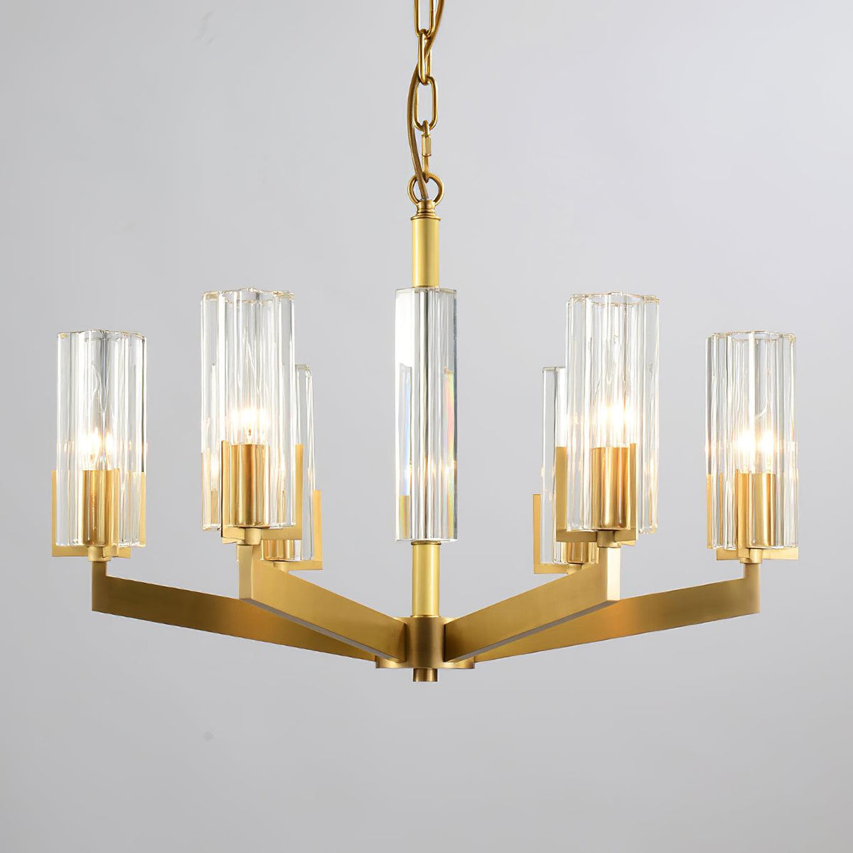 Velinora Chandelier Brass Glass Modern