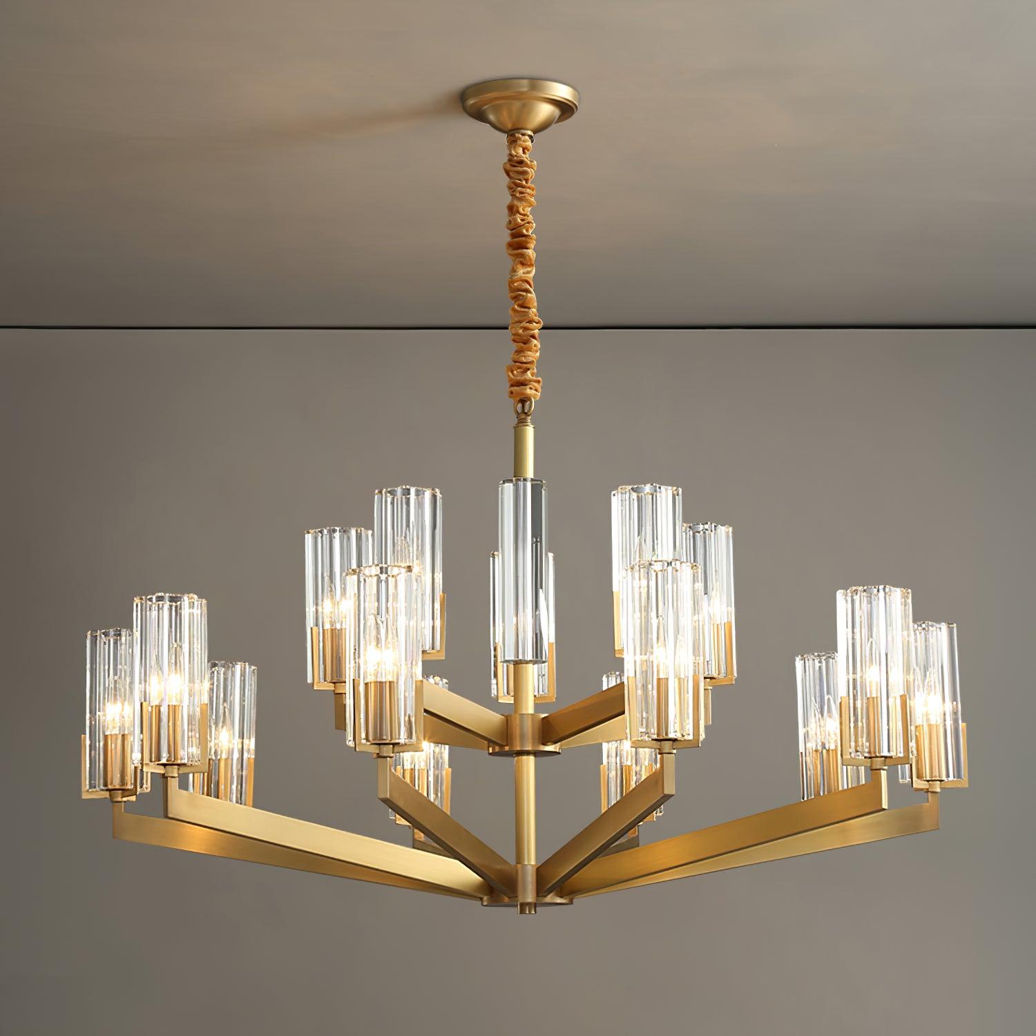 Velinora Chandelier Brass Glass Modern