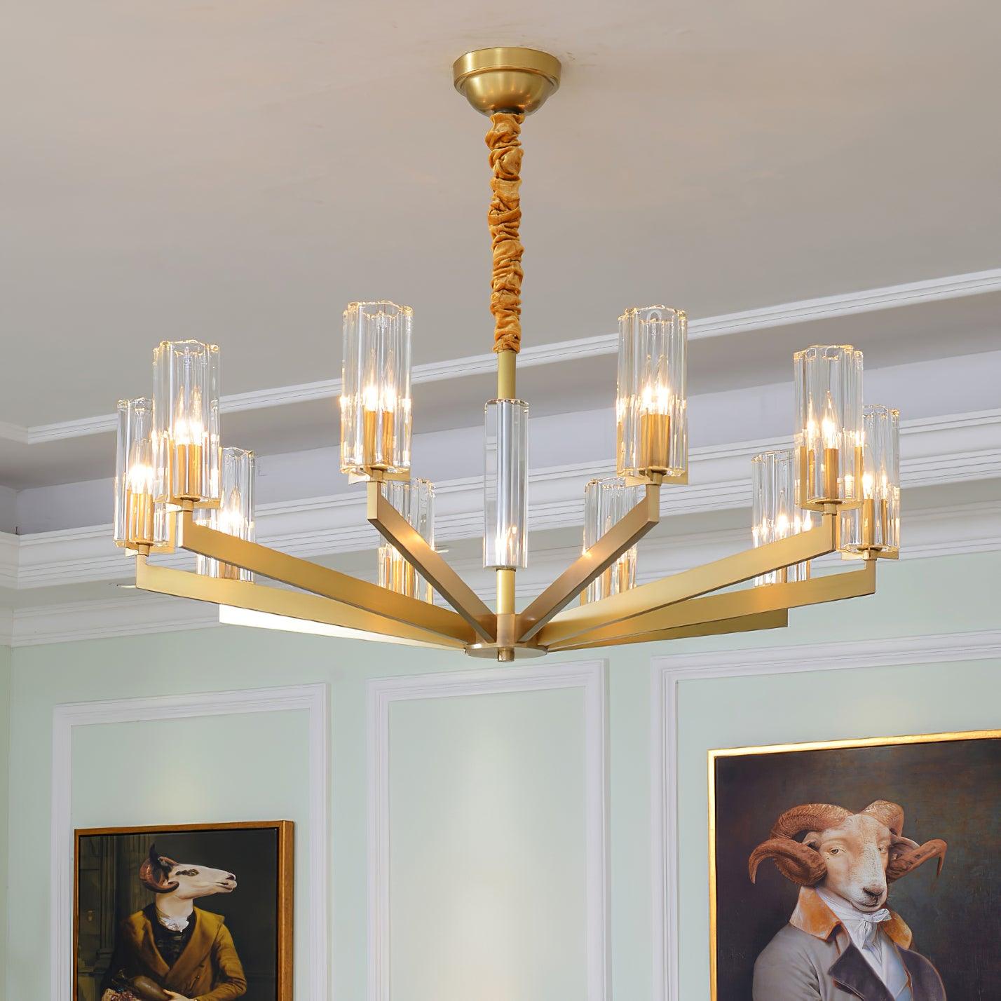 Velinora Chandelier Brass Glass Modern