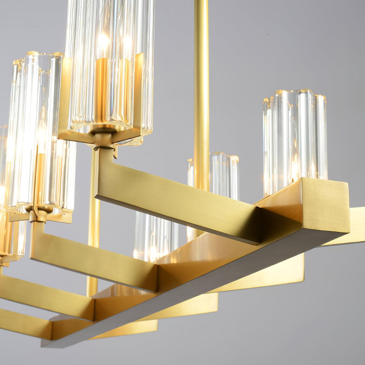 Velinora Chandelier Brass Glass Modern