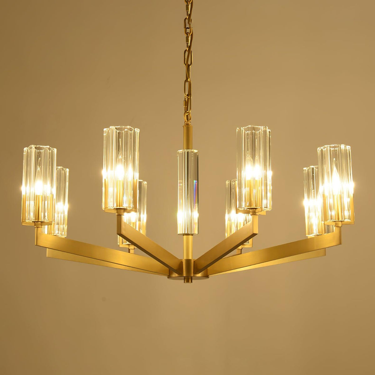 Velinora Chandelier Brass Glass Modern
