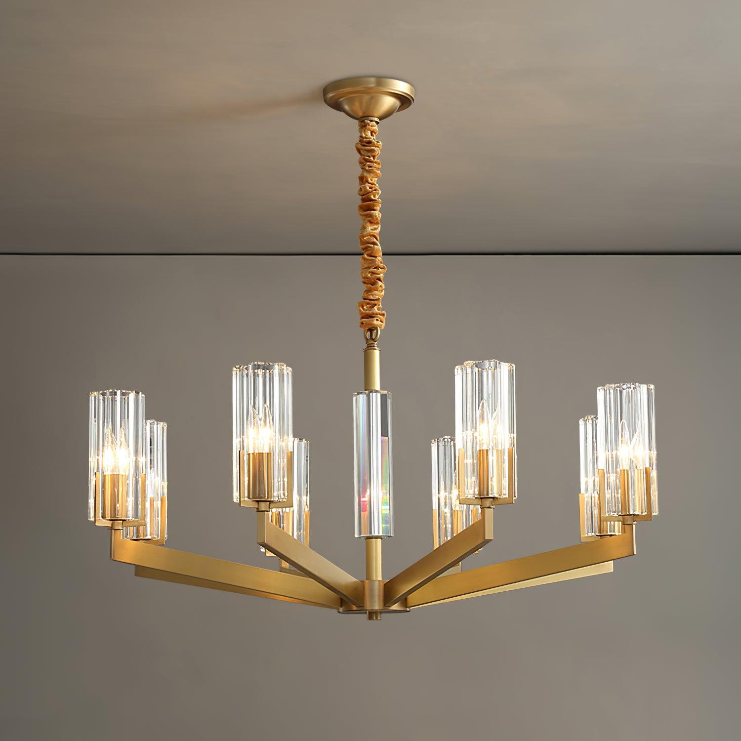 Velinora Chandelier Brass Glass Modern