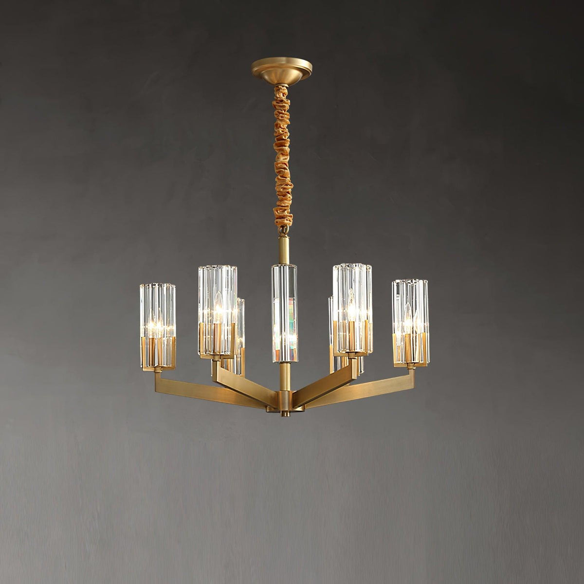 Velinora Chandelier Brass Glass Modern