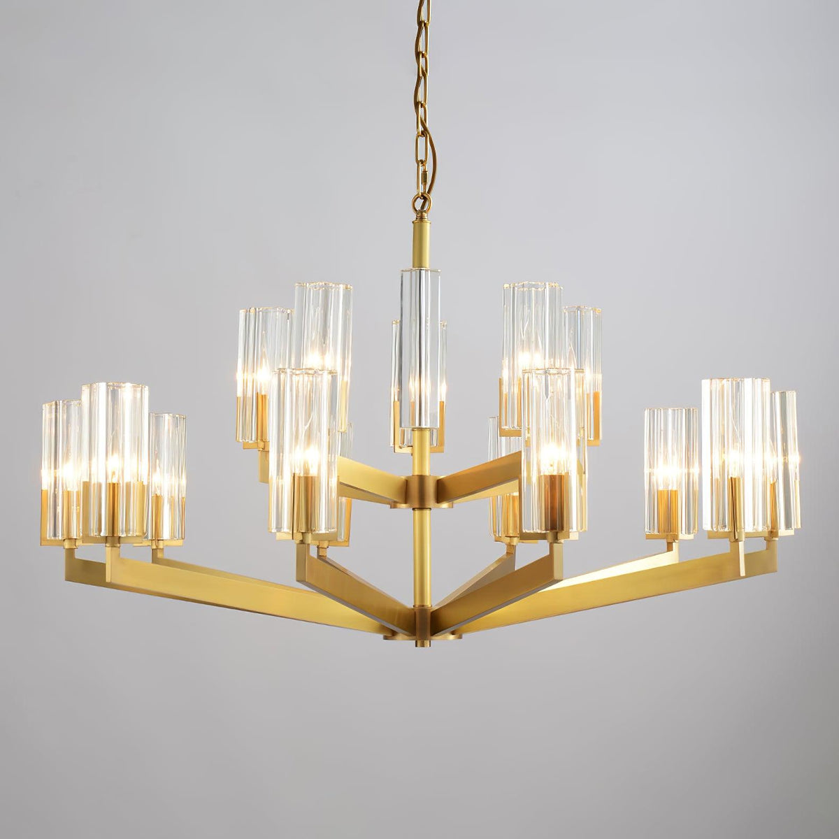 Velinora Chandelier Brass Glass Modern