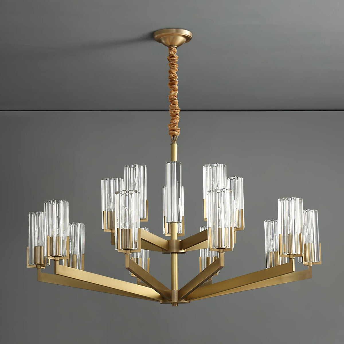 Velinora Chandelier Brass Glass Modern