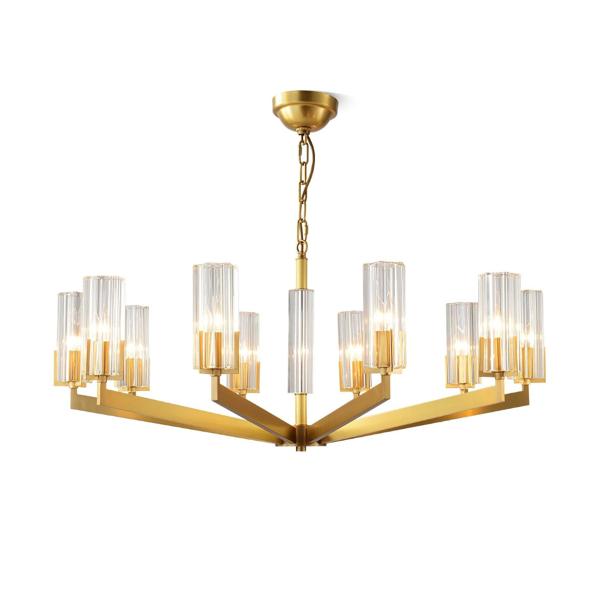 Velinora Chandelier Brass Glass Modern